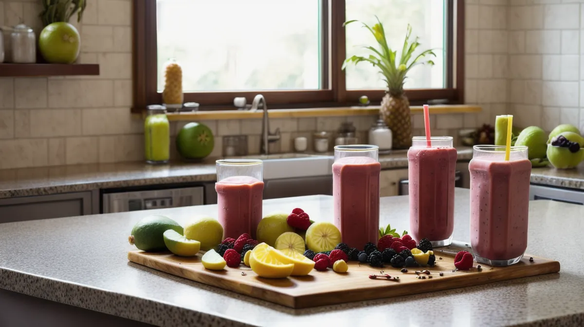 Easy low-carb meal prep ideas for postpartum weight loss laid out in a suburban mom's kitchen
