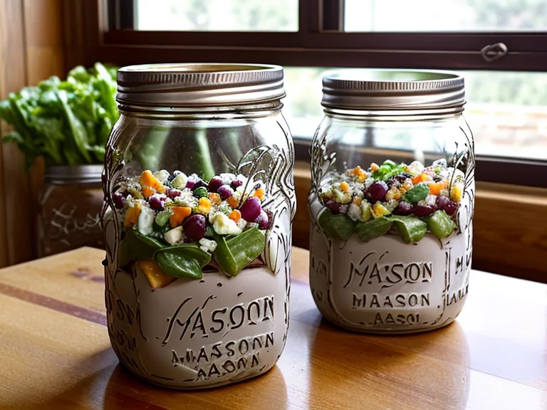 Small leak-proof dressing container placed on top of a mason jar salad instead of the bottom