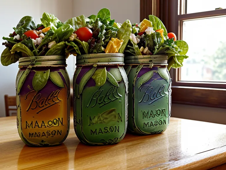 Layered mason jar salad emptied into a bowl, greens still crisp after days in the fridge