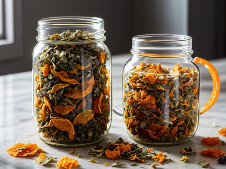 Herbal tea ingredients and orange peel used as a caffeine detox swap for afternoon coffee