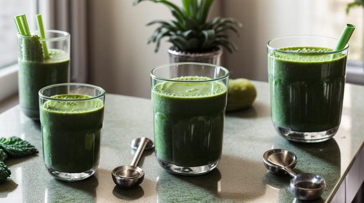Morning smoothie recipes for postpartum weight loss during a busy suburban school run, blender and insulated tumbler on a kitchen counter