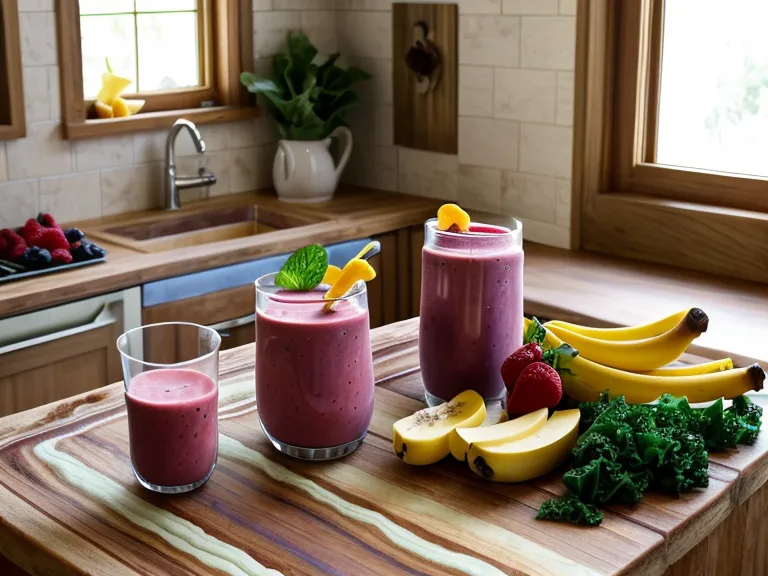 A green smoothie and postpartum weight loss supplements prepped during a busy mom's rushed morning